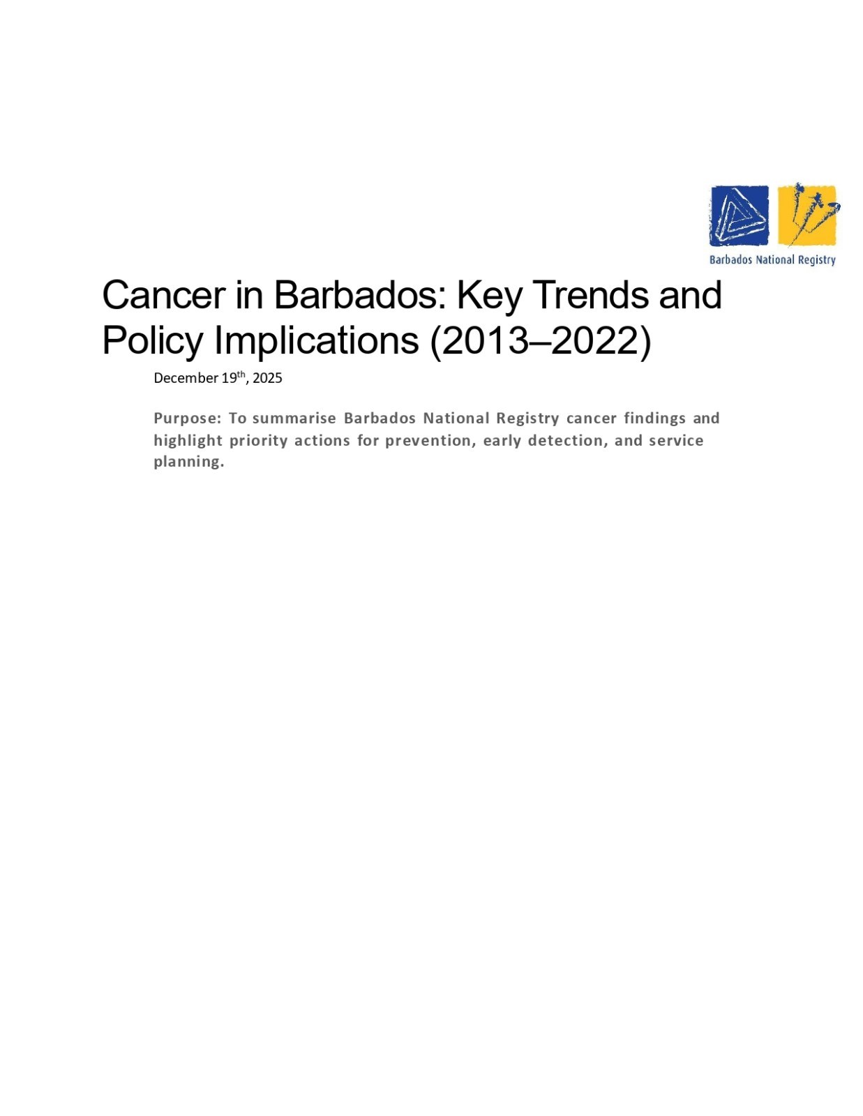 Cancer In Barbados Policy Brief